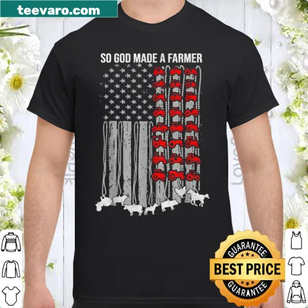 Shirt with 'So God Made a Farmer' and American flag graphic