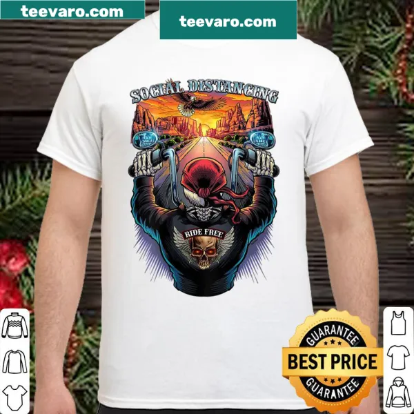 Humorous motorcycle-themed shirt about social distance during rides