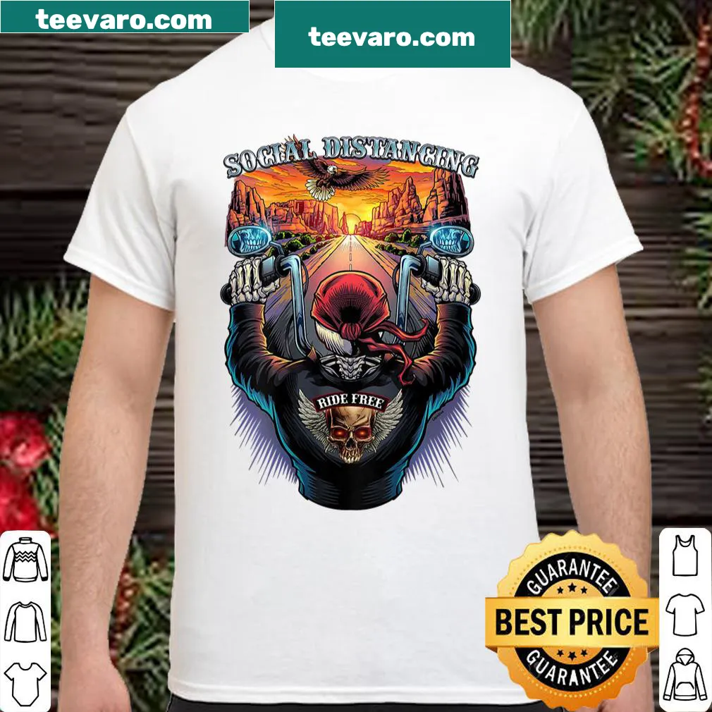 Humorous motorcycle-themed shirt about social distance during rides