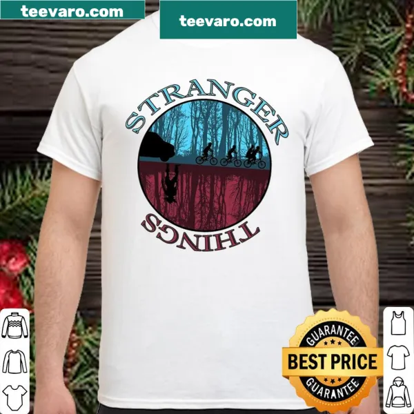 Silhouette design from Stranger Things featuring characters in chase
