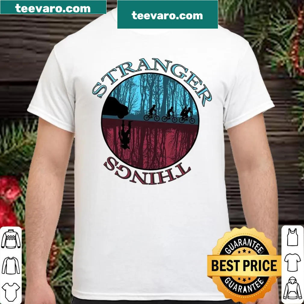 Silhouette design from Stranger Things featuring characters in chase