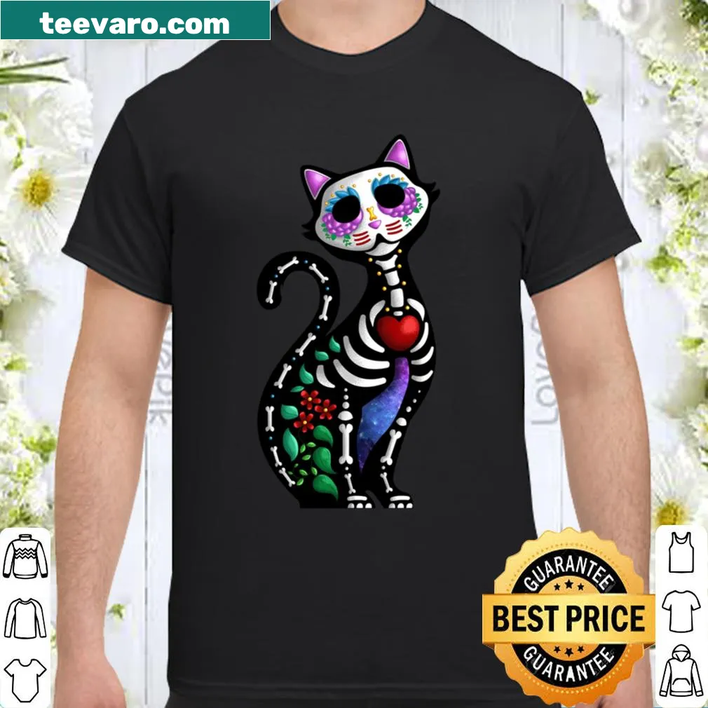 Cute sugar skull cat design for Dia De Los Muertos celebrations