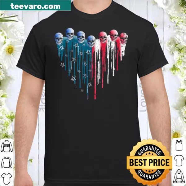 Sugar skull heart design with American flag for patriotic celebrations