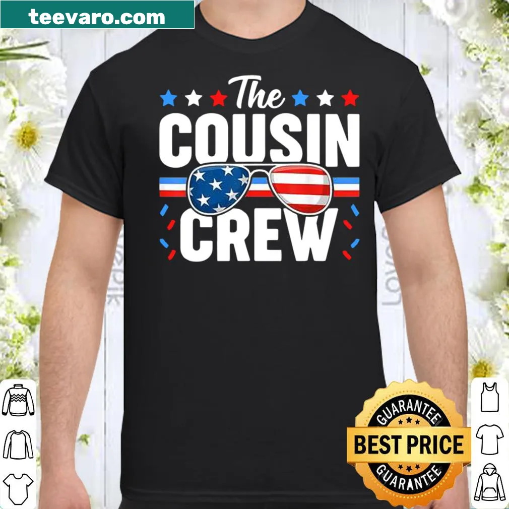Cousins Crew 4th of July shirt with festive lettering