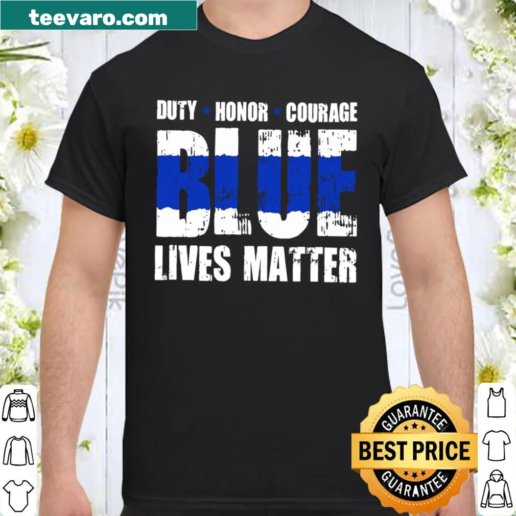 Thin Blue Line graphic on an American flag themed shirt