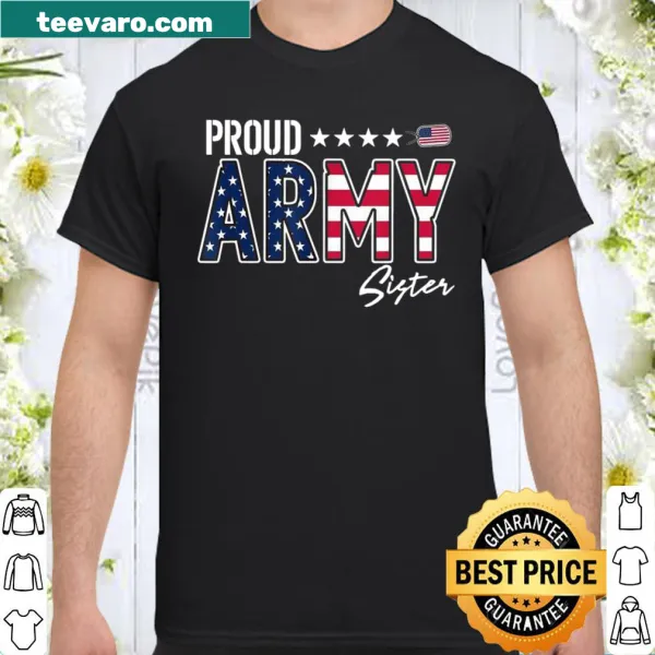 Distressed US flag graphic on shirt for Army sisters