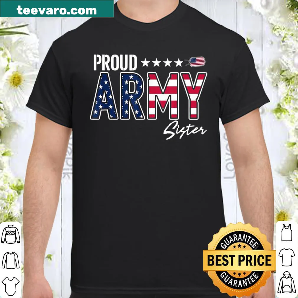 Distressed US flag graphic on shirt for Army sisters