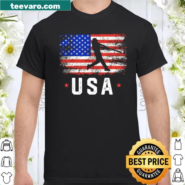 Baseball shirt featuring a bold USA flag graphic