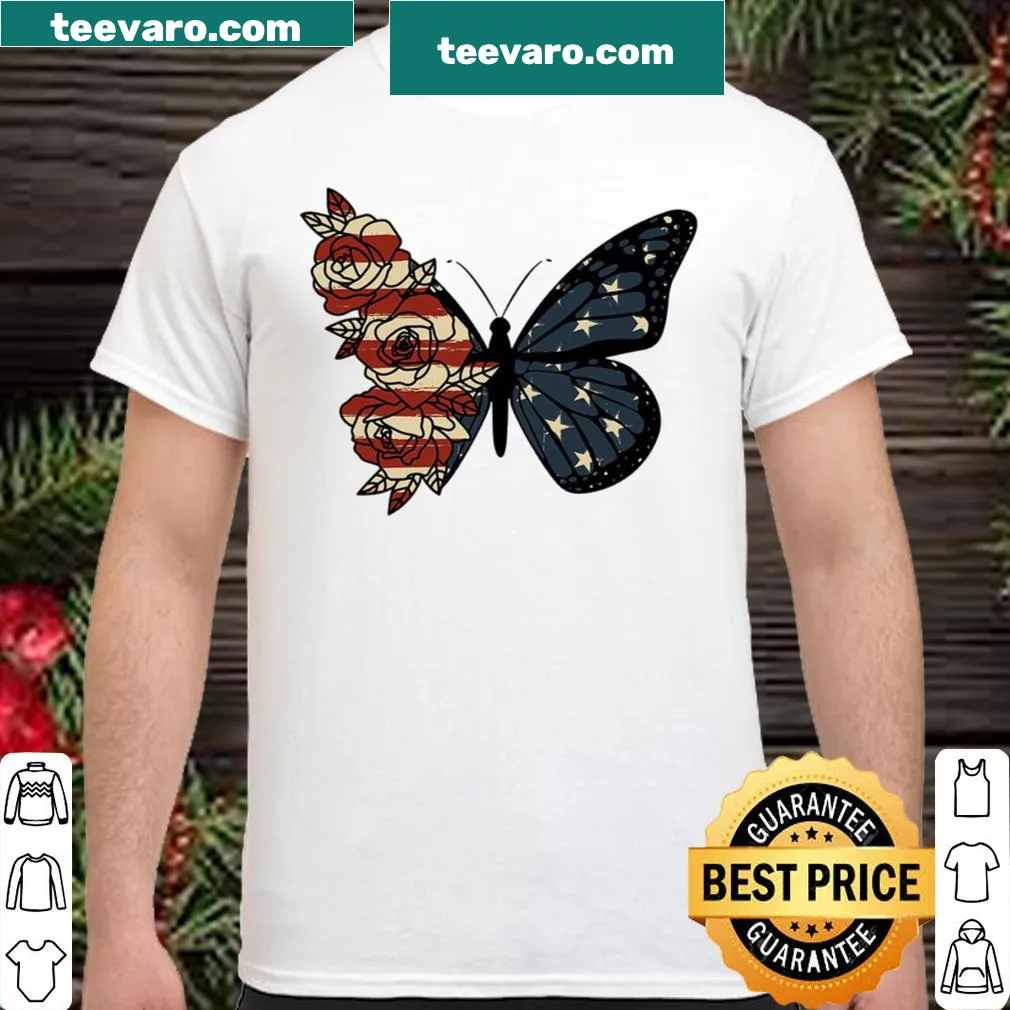 Patriotic shirt with floral butterfly design