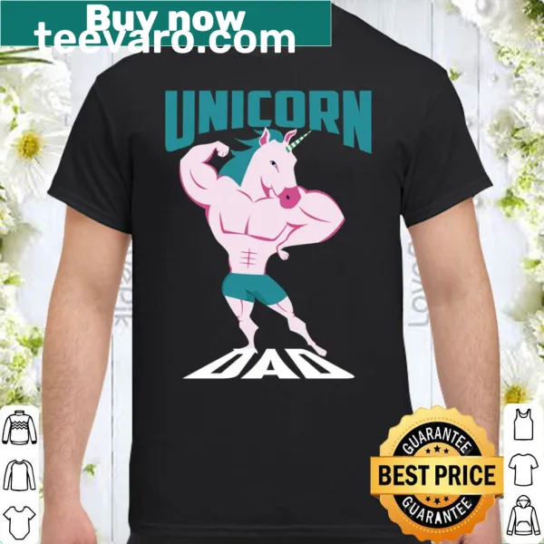 Cute unicorn illustration with text celebrating being a Unicorn Dad.