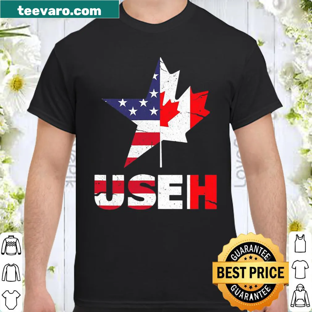 Funny Canada American flag t-shirt with humorous text.