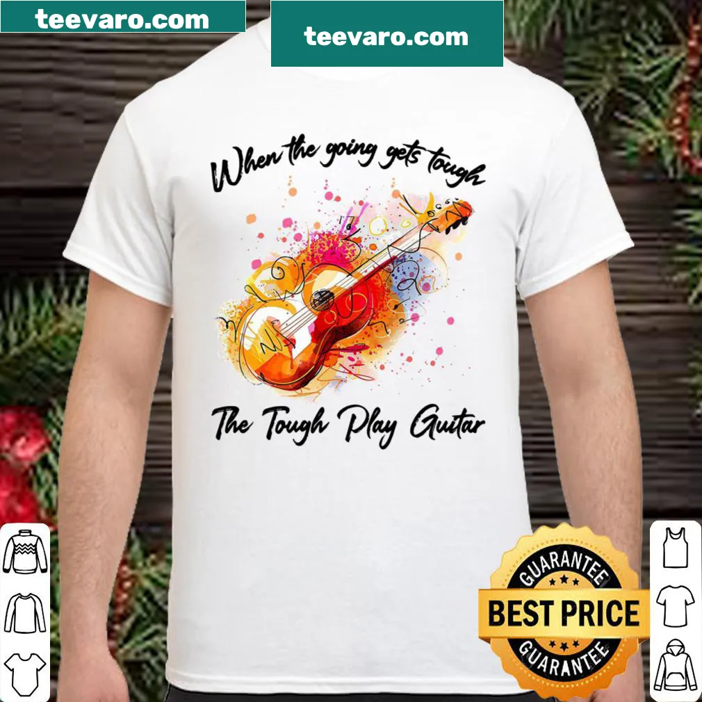 Inspirational typography about playing guitar during tough times.