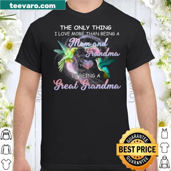 Hummingbird illustration on a shirt celebrating great grandmothers.