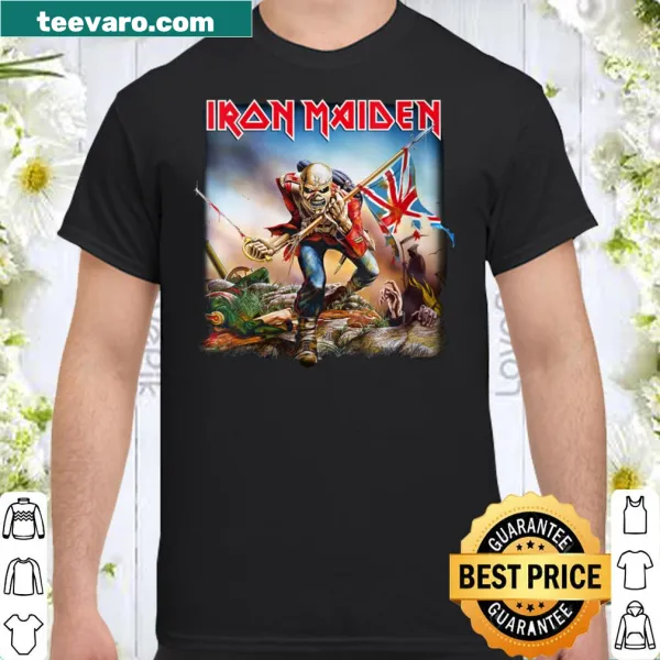 V-neck t-shirt featuring Iron Maiden's The Trooper artwork