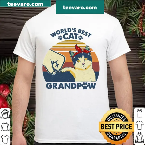 Vintage shirt for grandpas who love cats, featuring 'World's Best Cat Grandpaw' text