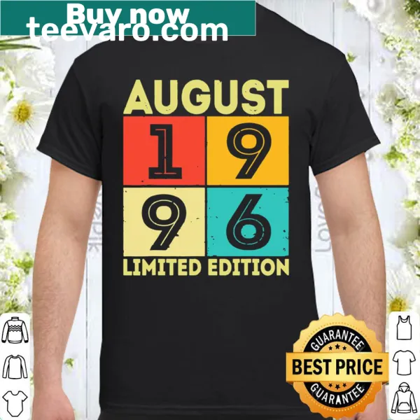 Retro August 1996 birthday shirt celebrating 25 years