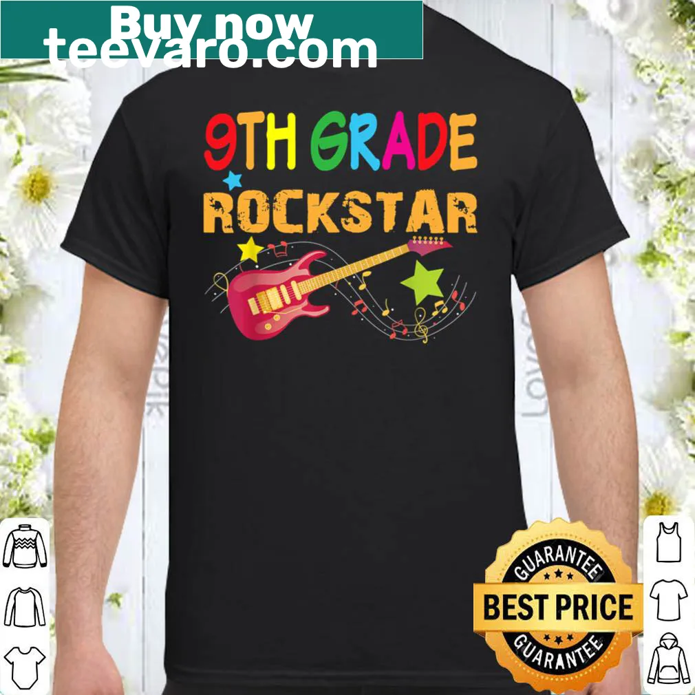 Electric guitar graphic with 'Rockstar' text for 9th-grade kids' shirt