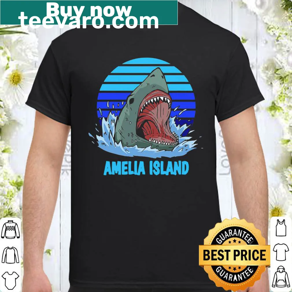 Playful shark-themed shirt representing Amelia Island vacation vibes