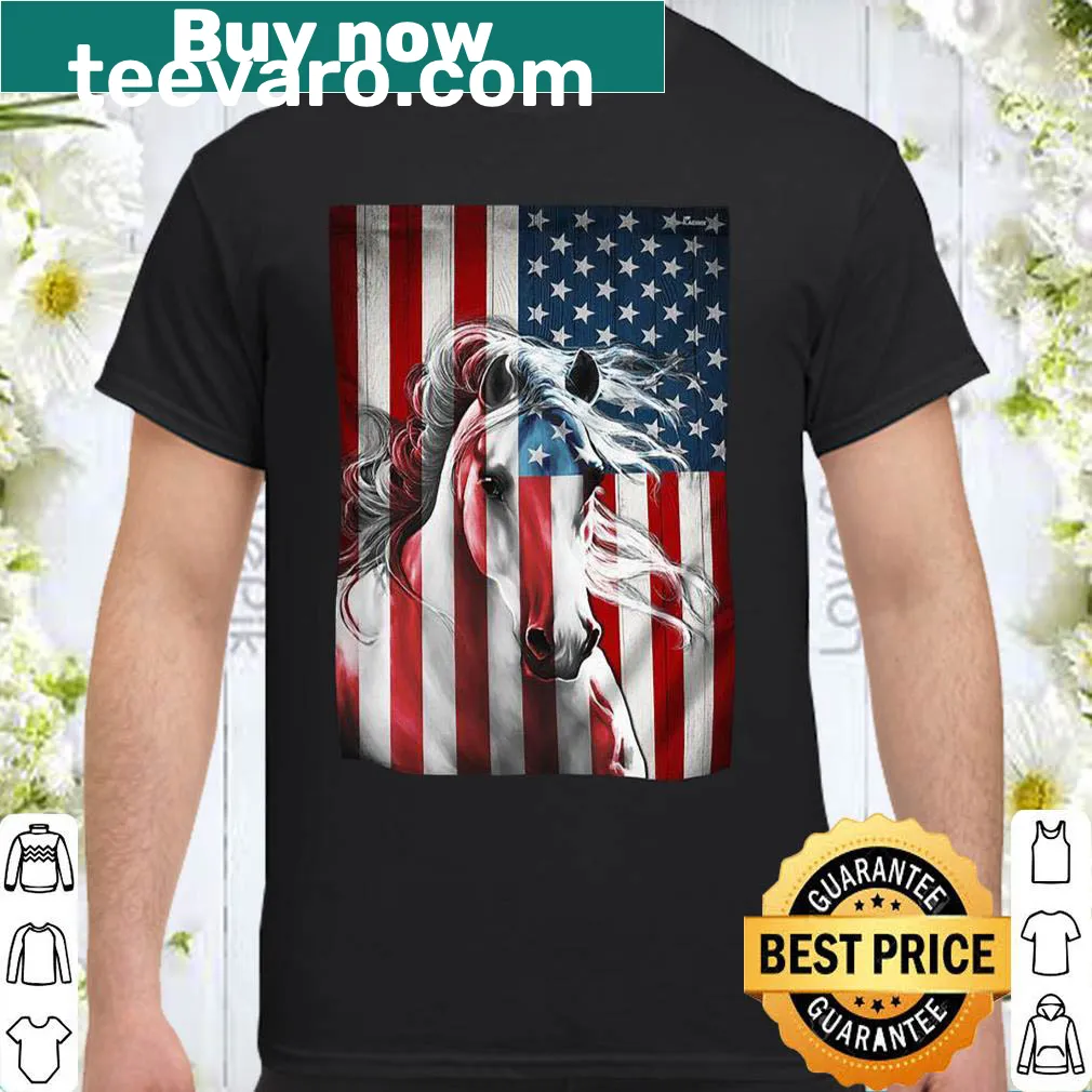Horse silhouette shirt with American flag