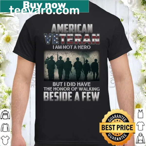 Veteran shirt with text honoring fellow servicemen and women.