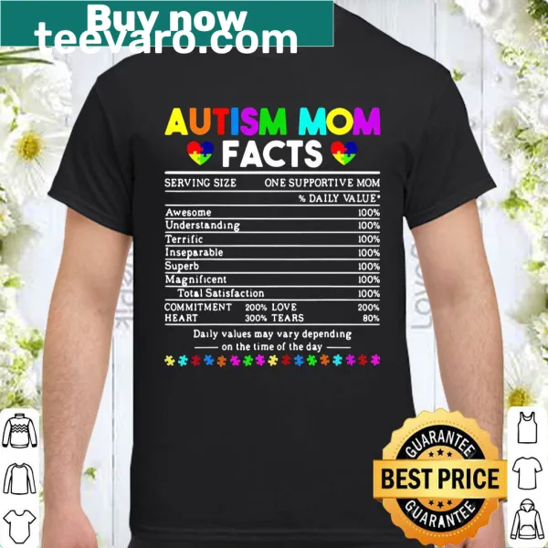 Typography design with autism facts for moms on a shirt