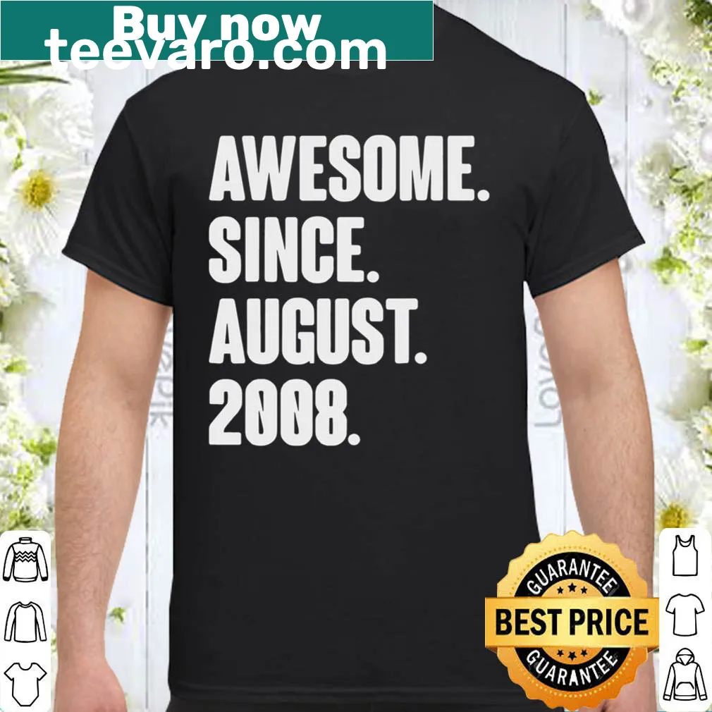 T-shirt celebrating 13th birthday with the text 'Awesome Since August 2008'
