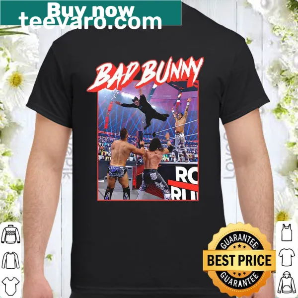 Fun graphic shirt inspired by Bad Bunny's performances and wrestling culture