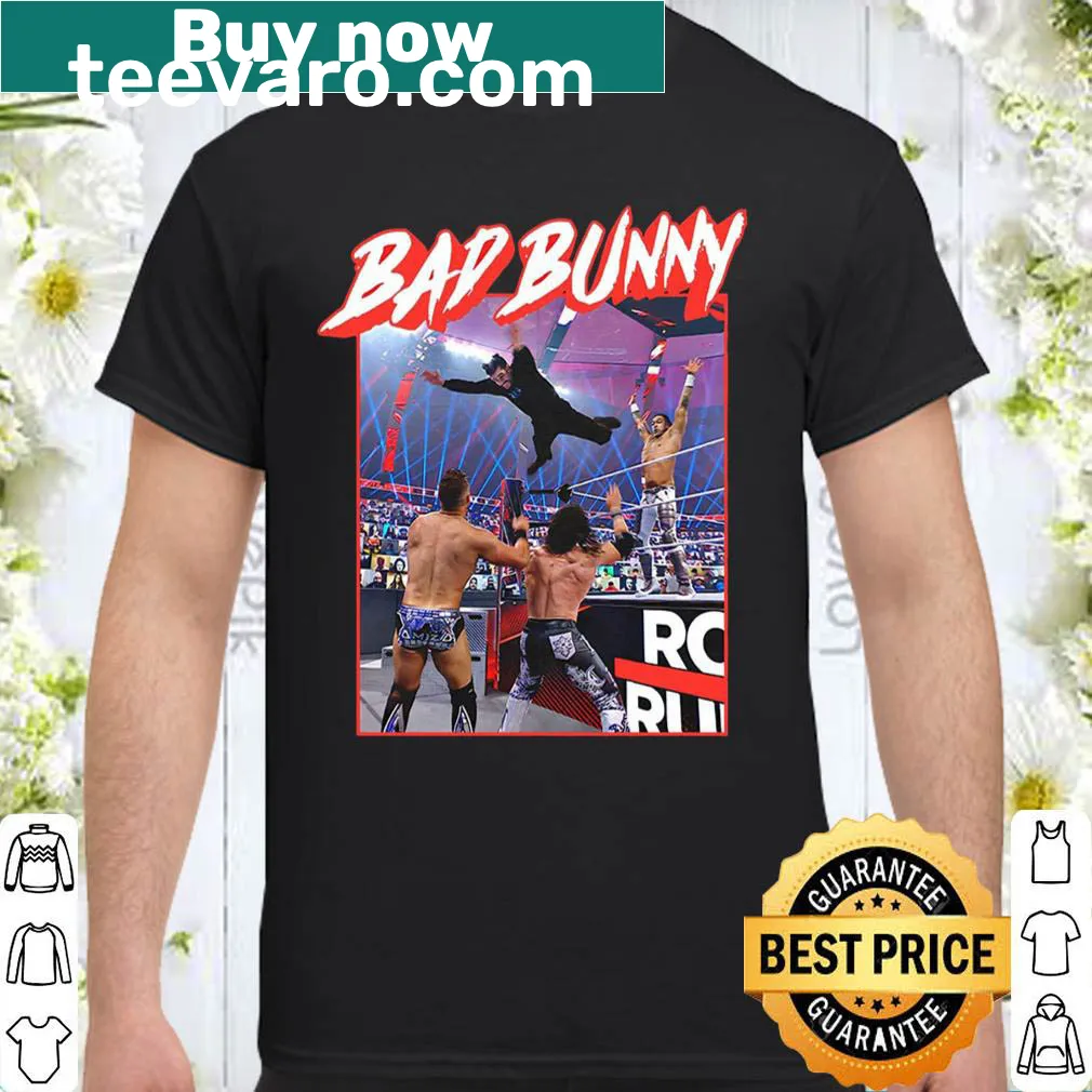 Fun graphic shirt inspired by Bad Bunny's performances and wrestling culture