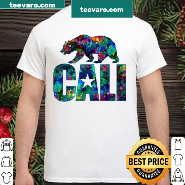 Cali logo and grizzly bear illustration on a shirt