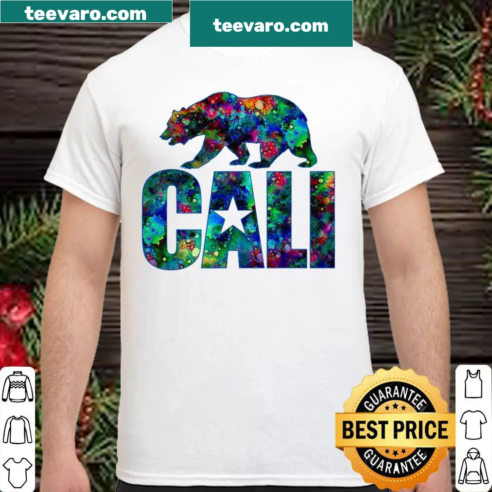 Cali logo and grizzly bear illustration on a shirt