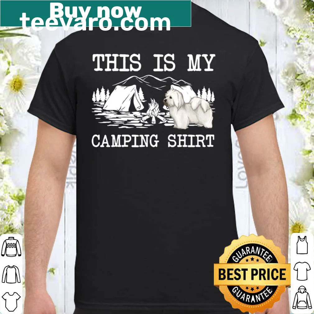 Camping shirt featuring an illustration of a Coton de Tulear dog design.