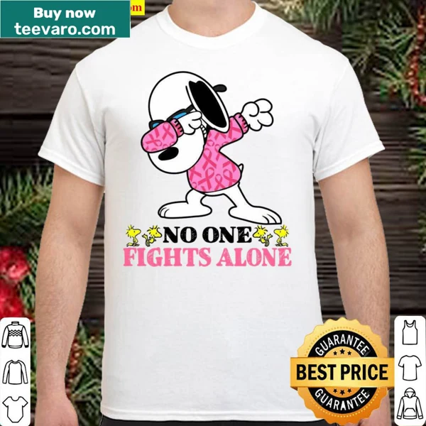 Shirt with the message 'No one Fights Alone' in support of cancer awareness