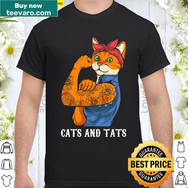Charming cat shirt featuring a cat with tattoos illustration.