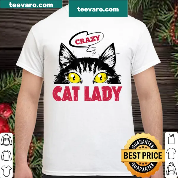 Funny Crazy Cat Lady shirt with playful lettering and cat illustrations