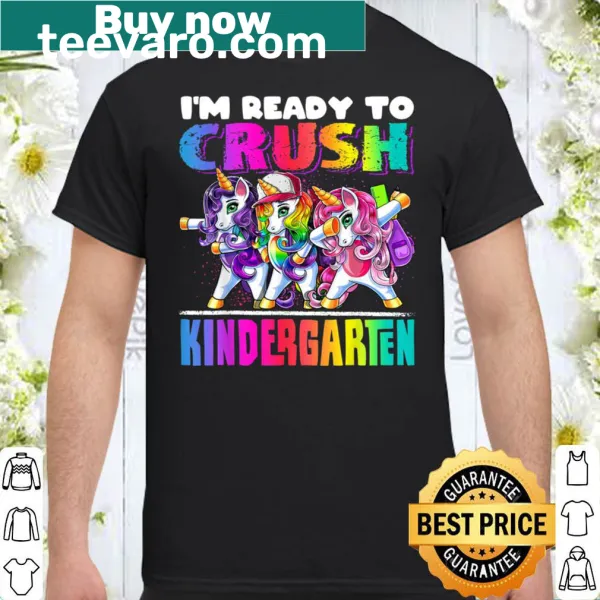 Cute dabbing unicorn T-shirt for girls starting kindergarten.