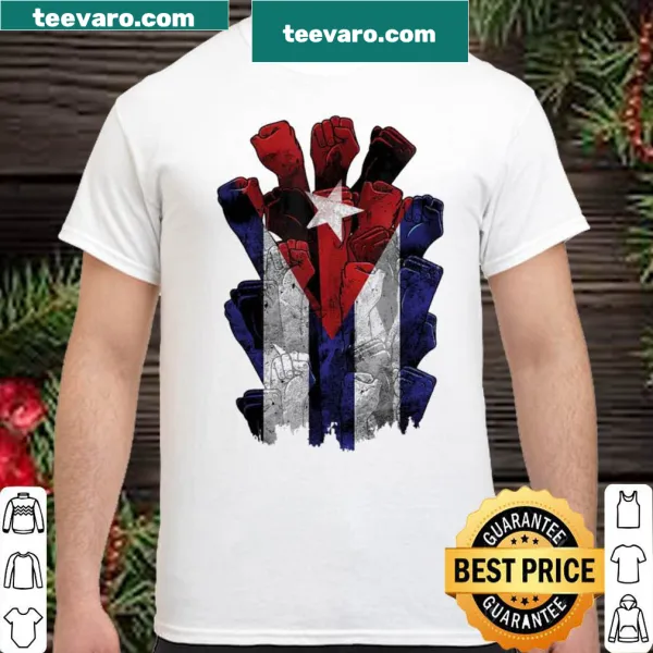 Cuban flag and protest fist emblem on T-shirt