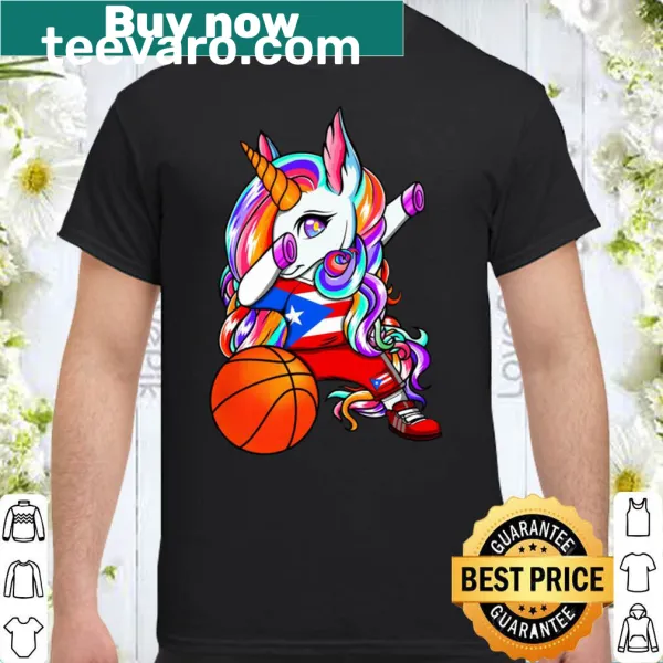 Cartoon unicorn dab design with basketball theme for Puerto Rico