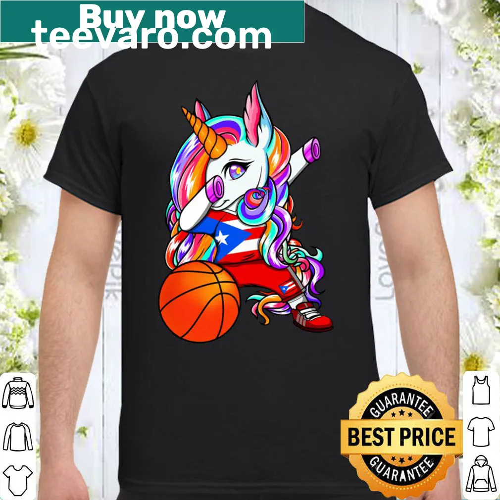 Cartoon unicorn dab design with basketball theme for Puerto Rico