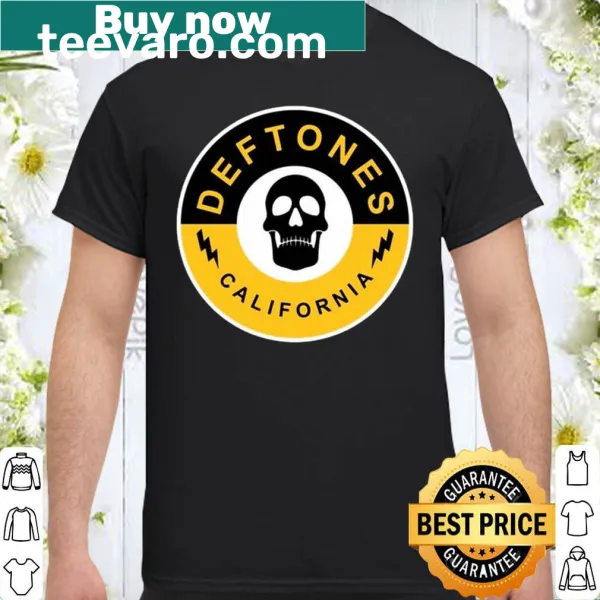Shirt honoring Deftones band with California-themed typography