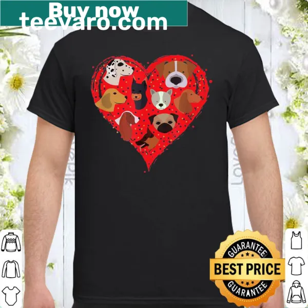 Shirt with a heart pattern featuring dog silhouettes