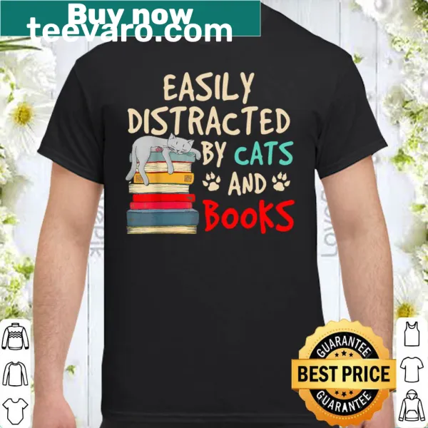 Funny cat and book lover shirt with humorous text