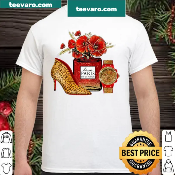 Fashionista shirt with illustration of a girl and perfume bottles