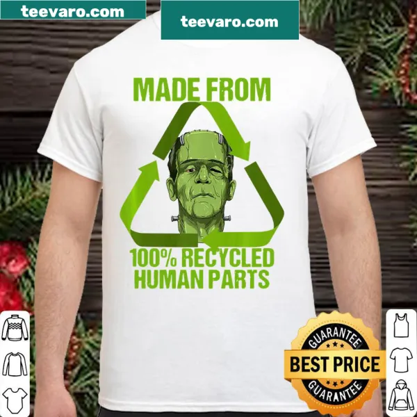 Frankenstein graphic made from recycled parts on a Halloween shirt