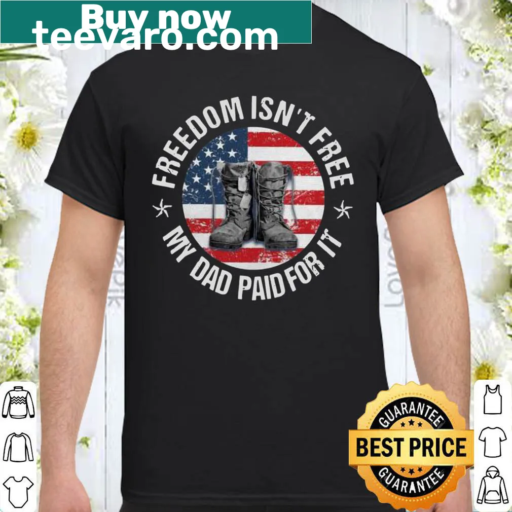 American flag boots shirt with the text 'Freedom Isn't Free'