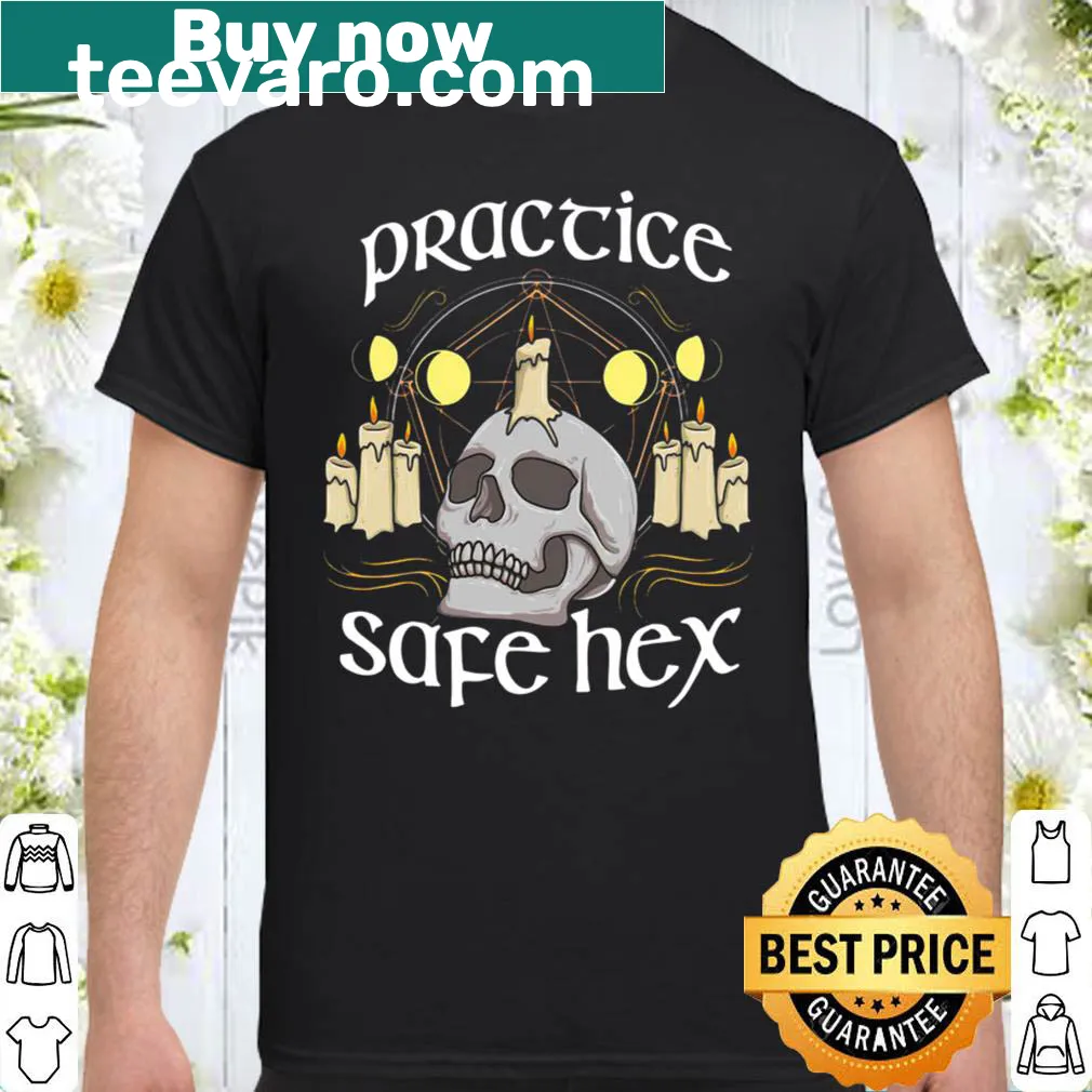 Halloween T-shirt with a funny witchcraft pun about safe hexes