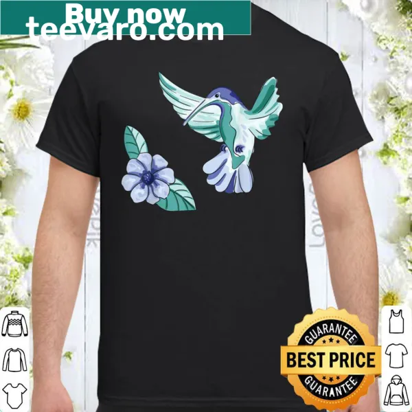 Hummingbird and flower art t-shirt for bird lovers