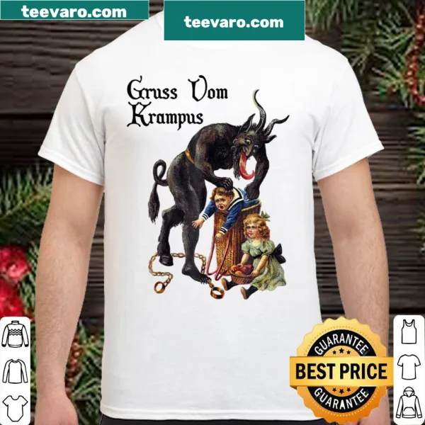 Fun Krampus illustration shirt with festive greetings