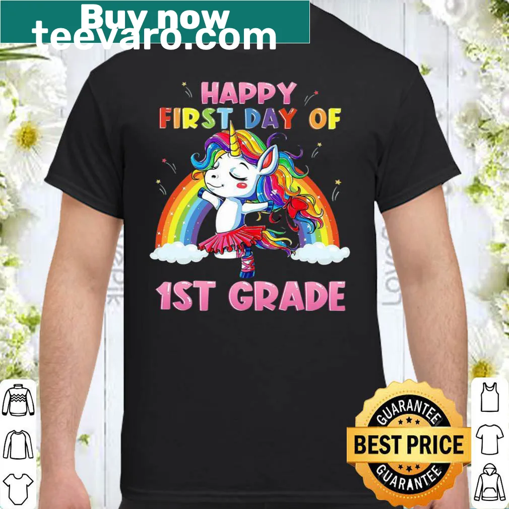 Rainbow themed shirt for kids starting 1st grade