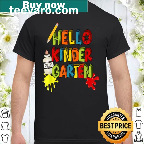 Back to school shirt with the phrase Hello Kindergarten