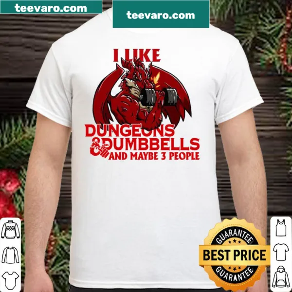 Playful illustration of dumbbells and dungeons on a shirt